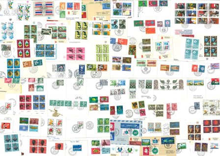 Diverse lande - Dubletpakke, førstedagskuverter, løse mærker m.m.