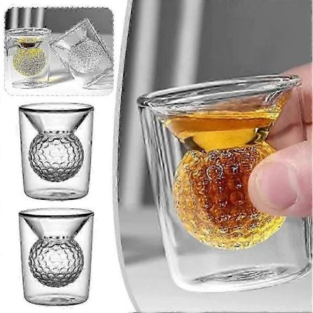 QD-2kpl / 4kpl Golfpallo Lasikupit Hauskat Luovat Kaksikerroksiset Lasit Läpinäkyvä 2kpl