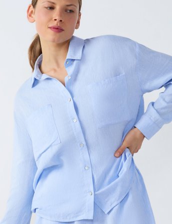 Etam Isame - Long Sleeve Pyjama Shirt - Blue - M