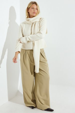 NA-KD - Bred dressbukse med høy midje - Bukser med høyt liv - Beige - EU 42