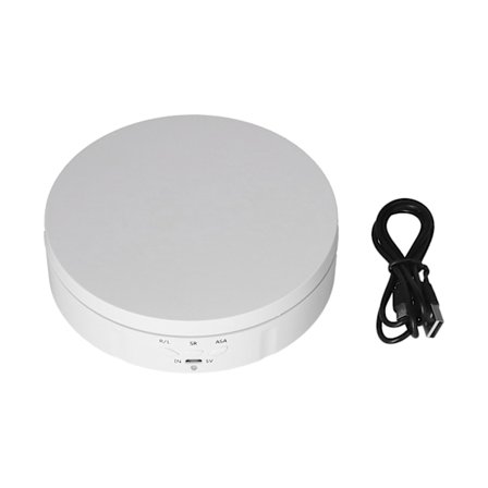 145 mm 360° Rund Auto Roterende Display Stand 3 Hastighedskontrol USB Drevet Smykke Drejeskive til Udstilling Hvid