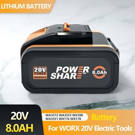 Til Worx 20V 8000mAh lithiumbatteri Genopladeligt WA3551 WA3553 WA3553.1 WA3570 til alle WORX el- og haveværktøjer