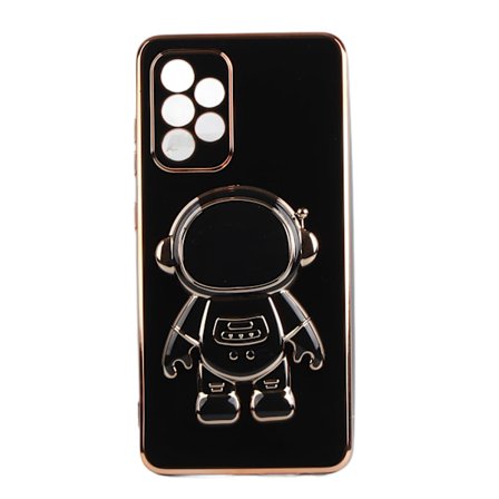 TPU plast mobiltelefondeksel stereoskopisk holder mobiltelefonbeskyttelsesdeksel for Samsung svart for A52 A52S 4G 5G