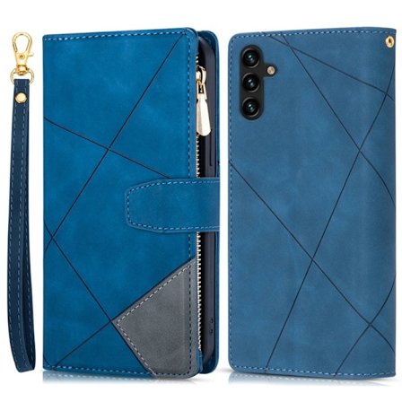 Samsung Galaxy S26+ Plånboksfodral Färgsplicing Konstläder Ställ - Blå