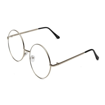 Retro Runda Glasögon Silver Metall Klart Glas utan Styrka
