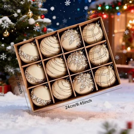 Ylelliset samettipallot strassilla – 6 cm, 12 kpl eksklusiivisia joulukuusenkoristeita