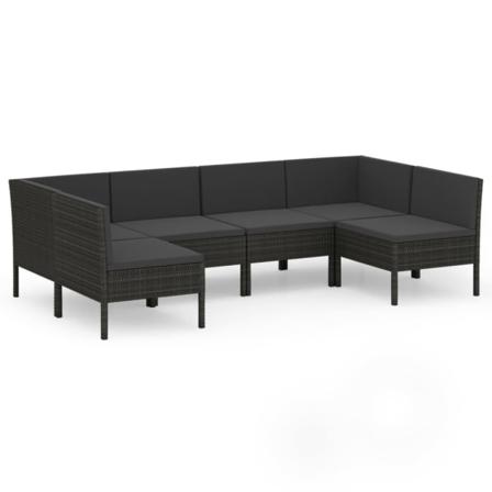 Vidaxl Loungegrupp För Trädgården Med Dynor 6 Delar Konstrotting Svart