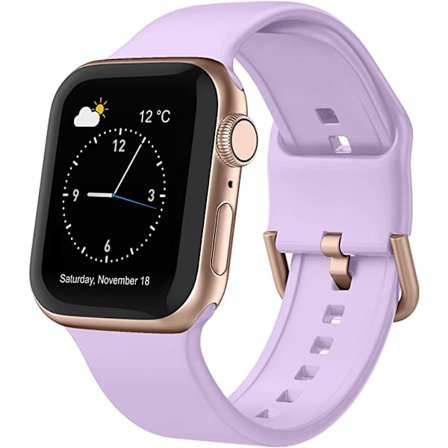 Apple Watch-armband i mjukt silikon, sportarmband, ersättningsarmband, lämpligt för hela Iwatch-serien (lavendel 42/44/45 mm)