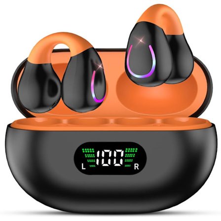 2025 Seneste Model Åbne Øre Knogleledningshovedtelefoner Clip-on Hovedtelefoner, Trådløse Ørepropper Bluetooth 5.3 med LED-Display Opladningsetui 60