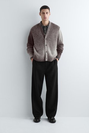 COS Men's Cardigan Dégradé In Misto Alpaca in Grigio