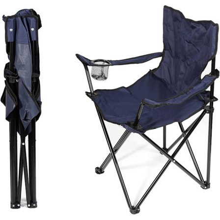 Udendørs sammenklappelig campingstol, letvægts bærbar sammenklappelig stol med kopholder, fiskestang