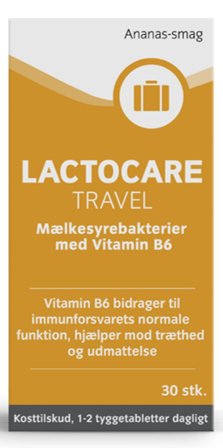 Lactocare Travel Mælkesyrebakterier til rejsen 30 tyggetabl., Helse & Madvarer, Ingredienser, Mælkesyrebakterier