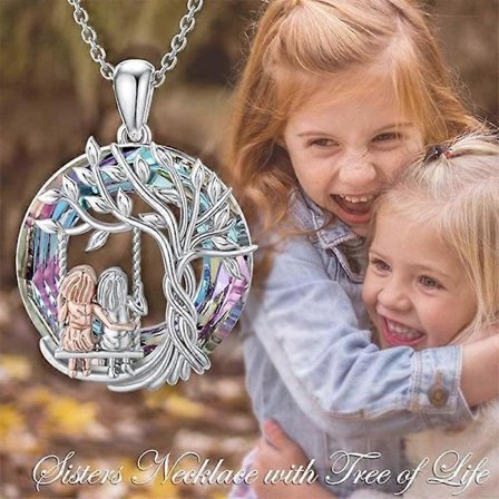 Hollow Tree of Life Sister Flower Halsband Flerfärgad Kristallhänge Liten Flicka Tree of Life Halsband (FMY)