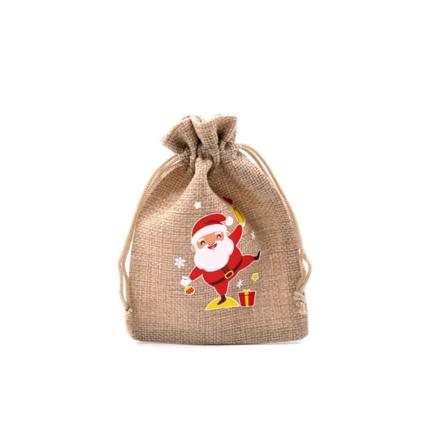 Mub- 10x14cm Julegaver Festdekorasjoner Julelin Candy Bags Med Snøringer Jute Burlap Gavepose Burlap Bag X2072 S02-1 Santa claus