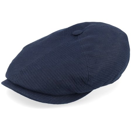 Stetson - Blau flatcap Cap - 6-panel Linen Structure Blue Flat Cap @ Hatstore