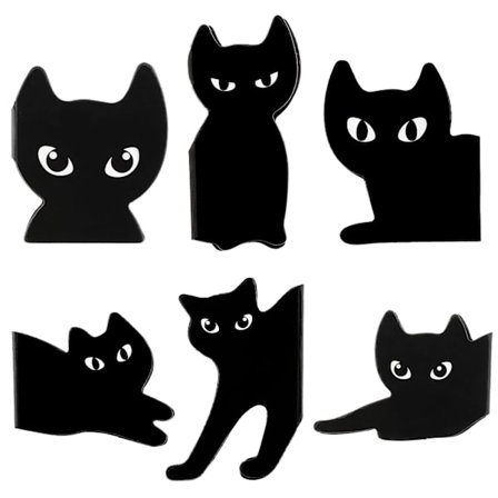 6 stk. kattebogmærker til kvinder, søde sorte katte sidemarkører unikke kawaii bogclips gaver til lærere studerende bogelskere