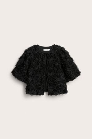 Kappahl | Bluse med puffermer og knyting | Svart