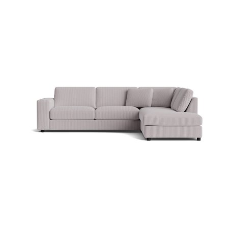 Oasis Ecksofa, rechts, Lincoln Hellgrau, Cord-Optik, modernes Design, bequeme Nozag-Federung, gemütliches Ecksofa für Wohnzimmer, 79cm Höhe.