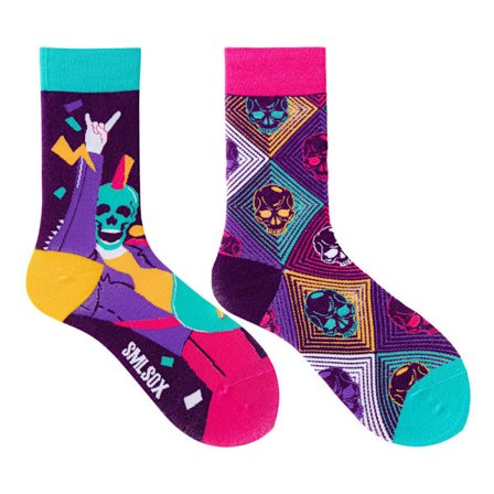 5 par Många stilar av AB-strumpor asymmetriska kreativa trendiga strumpor roliga par mandarinanka färgade mellanhöga strumpor