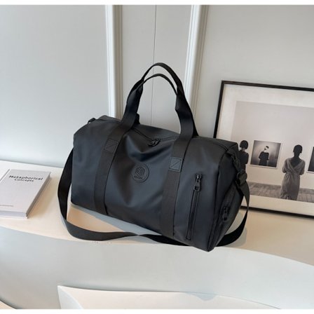 Sport Gymväska För 23.9L, Med Sko- Och Våtfack, Duffelväska Med Bakre Dragkedjeficka (Svart)