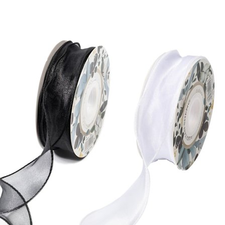 2 rullar 4 cm genomskinlig organza band - 20 meter för presentinslagning, bukettomslag, dekoration, hantverk
