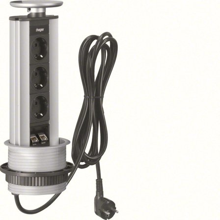 Hager G7045LED Bordsmodul 3 jordade uttag, data + LED, Installationsmaterial