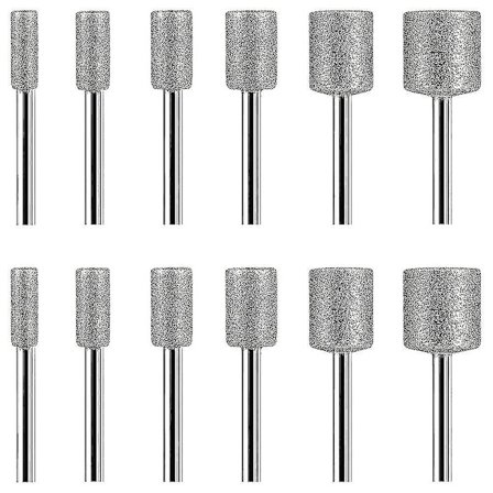 12 stk. Diamantfræser Bits Kompatibel med Sten Sten Keramik Dremel Rotationsværktøjer