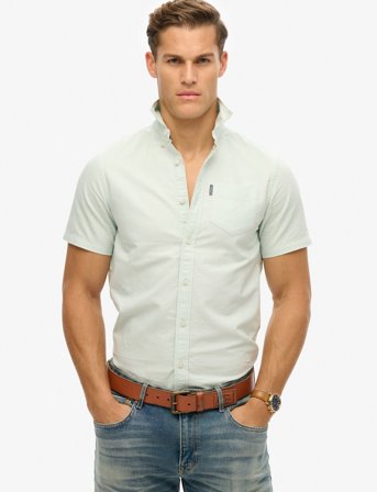 Superdry Oxford S/S Shirt - Green - XL