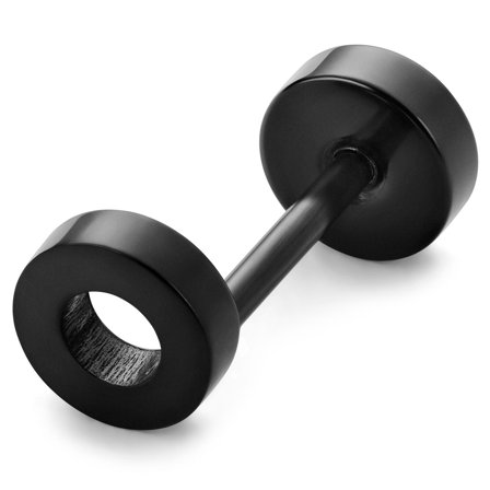 Orecchino a bottone circolare nero 6 mm per uomini - Orecchini a bottone