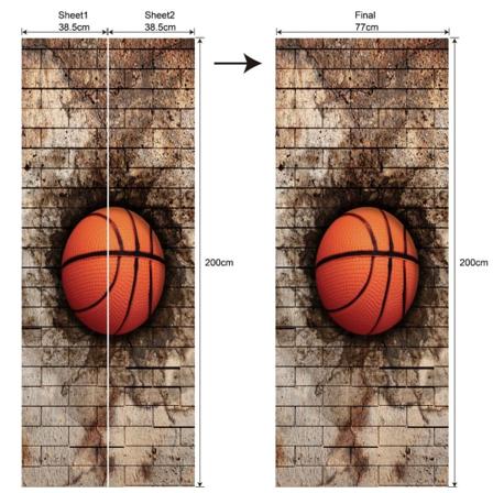 3D Basketball Simulering Dørklistremer Veggklistremer Hjem Rom Veggmaleri Kontorinnredning