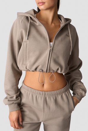 ICANIWILL - Everyday Cropped Hoodie Wmn Greige - Damer - Træningstøj fra ICIW