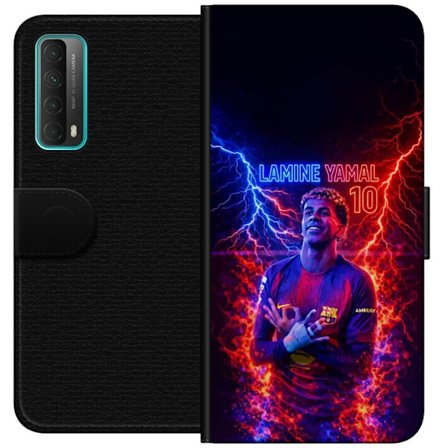 Yhteensopiva Lompakkokotelo Huawei P smart 2021 Viktor Gyökeresin muotokuva Arsenal-paita päällä, jossa intensiivinen katse ja tumma dramaattinen taus