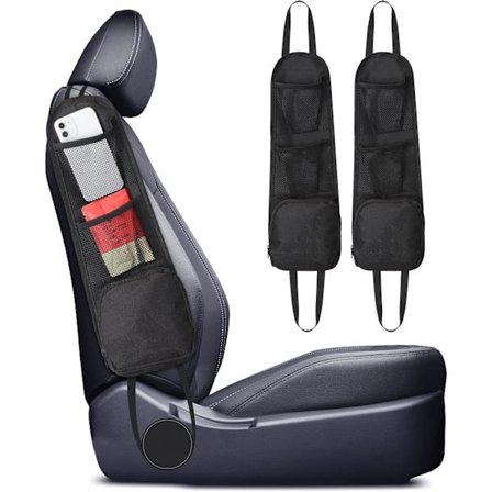 (Sort) 2 styk Bilsædeorganisator til siden, Bilorganisator til opbevaring, Biltilbehør til alle forsæder i bilen