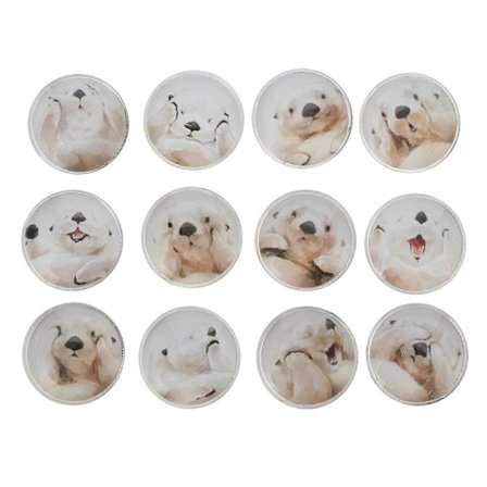 12 stk. Glasmærkater med tykt odder-mønster, dekorative glasmærkater, køleskabsmagnet