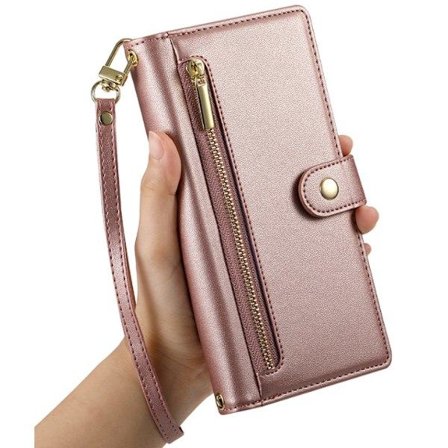 Mobilplånbok för iPhone 16-serien, portabel plånbok, påverkar inte kortens magnetiska egenskaper, rosa iPhone 16 Pro rosa iPhone 16 pro