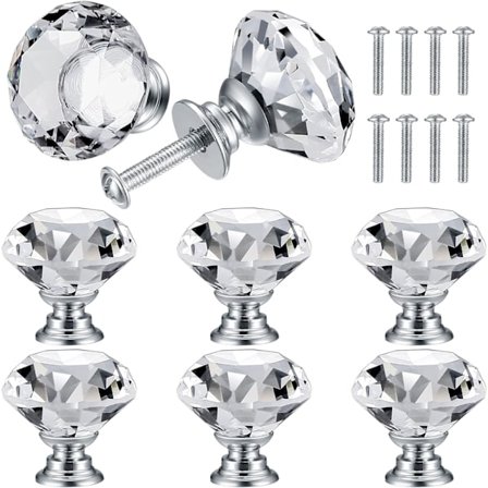 (30mm) 8 PCS Krystalldørhåndtak, Diamantknapper, Diamantmøbel