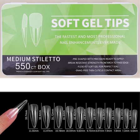 550 kpl tekonkynsiä, ultraohut matta tekonkynsiä säilytyslaatikolla