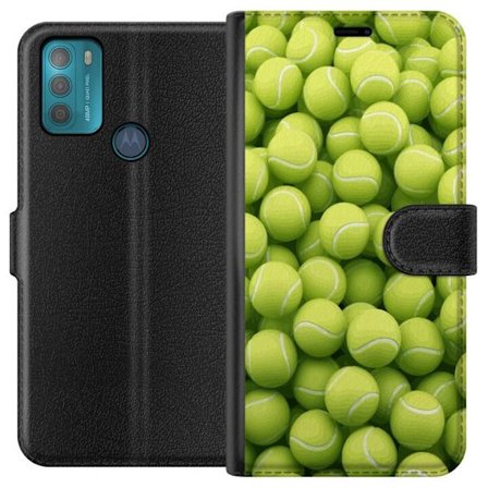 Kompatibel Tegnebogsetui til Motorola Motorola Moto G50 Mønster af grønne tennisbolde i høj detalje, sporty motiv med gentagende tekstur og stærke