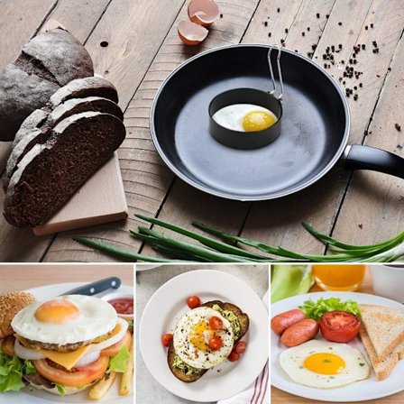 *Non-Stick Æggeforme, 4 stk. Runde Rustfrit Stål Æggeform til Frie*