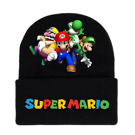 Super Mario Bros Trykt Strikket Hue til Mænd Kvinder Unisex Vinter Varm Kant Hue[SL]