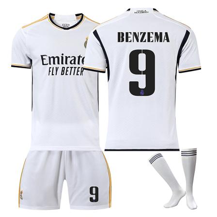 23/24 Ny sesong Hjem Real Madrid CF BENZEMA Nr 9 Barn Jersey-pakke Barn-16
