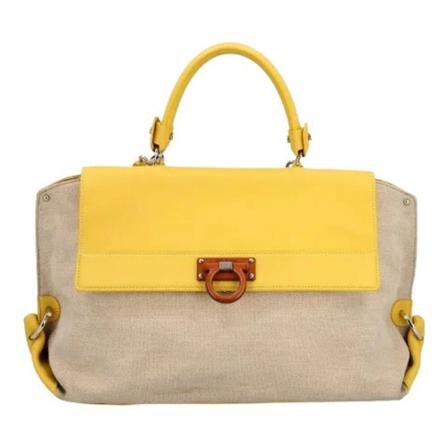 Salvatore Ferragamo Pre-owned Pre-owned Canvas handTass , Geel , Dames , Maat: ONE Size Vintage Tassen