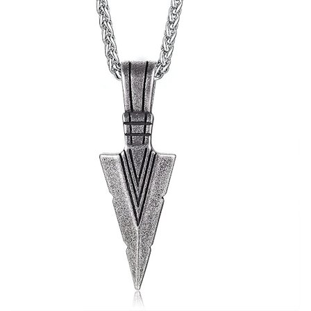 Halskjede Viking Traingle Arrowhead for menn: Triangle-anheng for menn med 60 cm