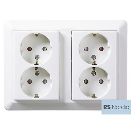 ELKO RS Nordic 4-veis stikkontakt m/jord innfelt