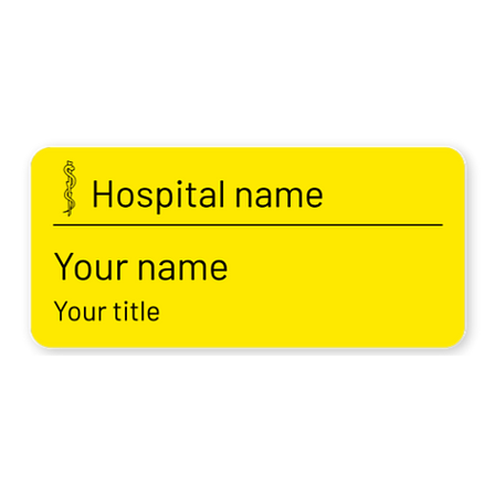 Staff name badges health care - Yellow/black - Bespoke badges - 60x25 mm - Engraving - Signomatic.com.au