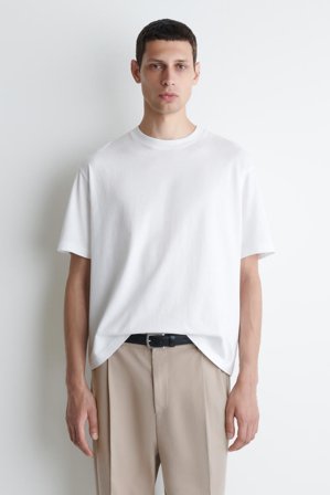 COS Men's Relaxed Lightweight Cotton T-Shirt in White
