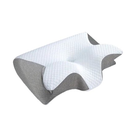 Ergonomisk nakkepute i memory foam, 2-i-1 konturstøtte for smertelindring, lys grå (kompatibel med ulike merker)[JUN]