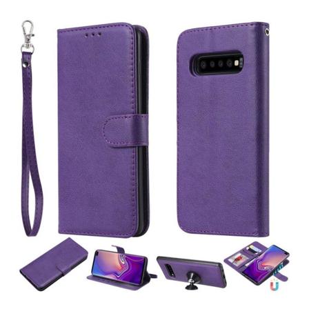 Samsung Galaxy S10 Plus irroitettava nahkainen suojakotelo - Violetti Purple