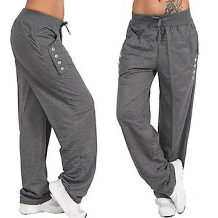 Dame Sweatpants Straight Leg Løse Løbebukser Behagelige Snørebukser Sports Gym Bukser Med Lommer Plus Size (3XL Mørkegrå)