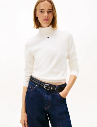 Tommy Jeans Tjw Essential Trtlnk Sweater - White - XL
